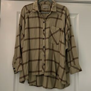 UO Olive- Neutral Flannel size Small